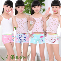 Cotton childrens underwear girls boxer teenagers girls young childrens middle and large childrens clothing four-corner trousers childrens shorts