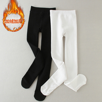 Girls plus velvet pantyhose one-piece velvet Winter Childrens leggings womens thick middle-aged childrens white jumpy dance socks
