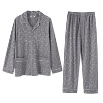 Middle-aged dad pajamas mens spring and autumn cotton long sleeve nan shui yi cotton middle-aged and elderly long-sleeved male clothing