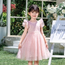 Girl Princess Dress 2022 Summer New Foreign Air Boy Clothing Children Little Girls Dress Fluffy Dress Dress Tresses Dress