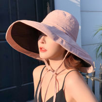 Fisherman hat womens summer Korean version 100 hitch a ride big along the face sun hat sunscreen sunscreen UV-sided beach hat