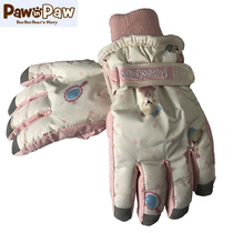 pawinpaw bear children boys and girls thick warm waterproof five fingers play snow ski gloves