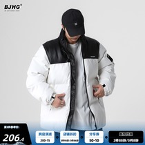 Winter Puskin cotton clothes men Korean version of High Street Tide brand loose OVERSIZE white stitching handsome thickened tooling cotton clothes