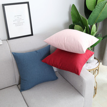 Nordic modern simple solid color fabric cotton linen pillow case waist Pillow sofa living room Office square cushion pillow