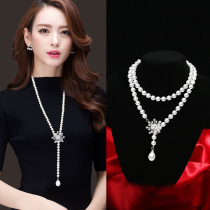 Pearl sweater chain long 2021 New Tide Joker high-end fashion women Summer pendant accessories necklace decorations