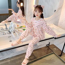 Girls pajamas Spring and Autumn Cotton Childrens Autumn Home Clothes Set Little Girl Cotton Children 13 Years Old Tide