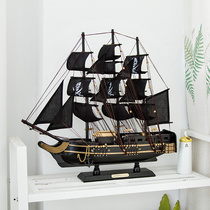 Solid wood sailing model Black Pearl Caribbean pirate ship desktop decorations small ornaments birthday gift creativity