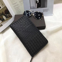 Waxed cow leather braided long purse 2022 new mens wallet European and American fashion business handbags