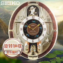 Japan Seiko Seiko Creative European Music Newspaper Time Wall Clock Large Simple Pattern Living Room Wall Clock Wall Watch