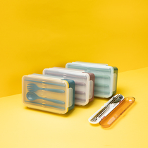 With tableware lunch box divider microwave oven heating 1 person Japanese lunch box students easy to clean office workers portable