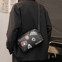 Fashion New Tide Mens Hands With Bag Personality Badges Rivets Wrist Bag Multifunction Single Shoulder Bag Street Sloping Satchel Wave