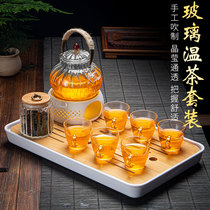 Teapot Set Glass Teacup Afternoon tea Herbal tea set Fruit Teapot Candle Tea stove Heat-resistant teapot