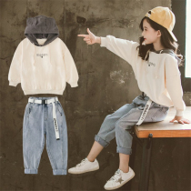 Girls Net red suit foreign atmosphere trend cool 2021 new autumn childrens clothing Korean overalls two-piece suit pants