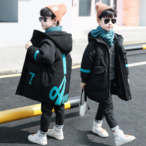 Boys' down jacket thickened mid-length winter children's clothing 2021 new authentic Western fashion 90% white duck down