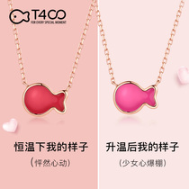 T400 clownfish color change necklace female warm sterling silver clavicle chain tide net red light luxury design ins simple temperament