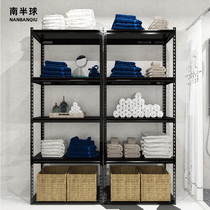 Black angle steel shelf household shelf storage supermarket display rack free combination iron shelf multi-layer shelf