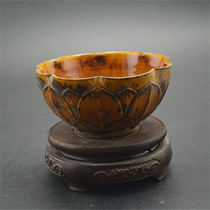 Bright face glaze eel yellow ruffled flower pot calamus pot antique old antique porcelain collection decorative flower bowl