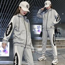 Sportswear Suit Womens Tidal Card Fashion Han Edition Loose Casual Wear 2022 New autumn and winter clothing students Two sets