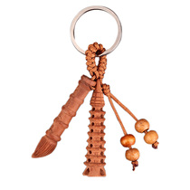 Juyuan Pavilion mahogany Wenchang pen keychain 9-layer Wenchang tower key chain students carry Gold List title
