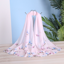 Korean new spring and summer chiffon silk scarf women autumn and winter printing thin long sunscreen shawl scarf Joker gift scarf