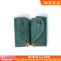 Mbbcar handmade love shape leather key bag seven name retro couple key bag for men and women