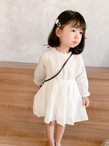 Girls dress spring and autumn childrens princess dress foreign children spring dress baby dress cotton white girl dress