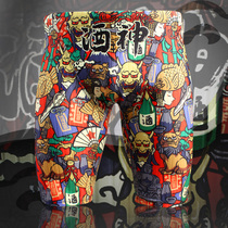 New Wine God Step Up Code Men Tide Fan Graffiti Long Leg 50% Swim Pants Comfortable breathable anti-chlorine speed dry not leaner