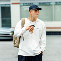 BDCT 21SS Japanese men long sleeve T-shirt thin solid color versatile round neck cotton loose casual base shirt