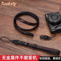 Tusksty Genuine Leather Camera Wristband for Sony Black Card m5m6m7zv1 Shoulder Strap Ricoh gr3 Quick Release Lanyard