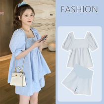 Pregnant women in summer suits Summer fashion go out online and wear two sets of summer cover belly women's shorts