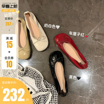 (sheii Suyin Yin) Soft Mian ~ Butterfly knot Folds Light Mouth Ballet Flat Bottom Shoes Grandma Shoes Women Single Shoes
