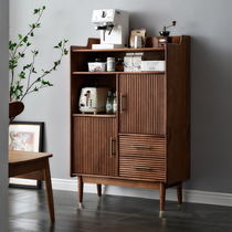 Small apartment solid wood side cabinet wine cabinet simple modern kitchen locker narrow tea cabinet side cabinet living room wall