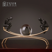 European creative crystal ball thinker living room Study Office wine cabinet decorations TV cabinet ornaments crafts
