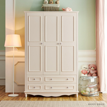 Wardrobe Mediterranean solid wood wardrobe Korean style bedroom cabinet with drawer furniture 3 doors three doors white wardrobe