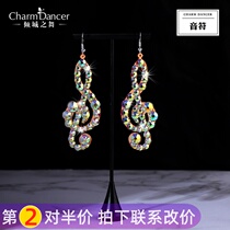 Leaning City Dance 2022 Spring Summer New Belly Leather Dance Earrings Full-Hand Hot Drill Anti-Allergy Ear Pendant Performance Ornament