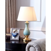 Table lamp Ceramic desk Bedside Bedroom American all copper lampstand wind lamp Warm romantic creative net red eye protection Light luxury
