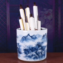 Jingdezhen ceramic hand-painted vase book painting tube home living room floor umbrella bucket reel cylinder crafts ornaments