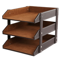 Leather Triple Layer File Shelf Information Containing Shelf Desk Stationery Supplies Office Office Swing Piece file box