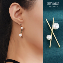 Ear clip without ear hole female temperament court wind 925 silver needle earrings imitation pearl advanced sense niche design earring ring