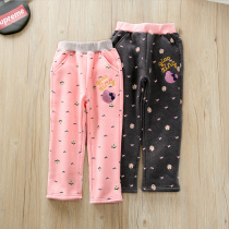  Girls  pants autumn and winter new middle and large childrens childrens Korean version loose spring and autumn fleece thick casual sweatpants