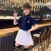Girl Summer Clothing Trendy Children Jk Suit Dresses Big Boy Nets Red 2022 New Foreign Air Academy Wind Summer Two Sets