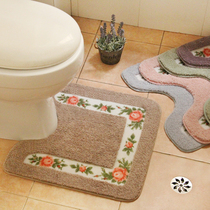 Bathroom water absorbent floor mat non-slip waterproof U-shaped toilet foot pad toilet toilet toilet door mat carpet