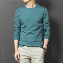 Fall long sleeve T-shirt mens pure cotton round collar bottom shirt new trend 100 lap pure color big code Nets with autumn clothing blouse