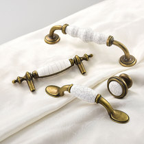 Crack ceramic handle European American pastoral retro wardrobe door drawer cabinet single hole kitchen door handle