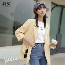 Open Fork Advanced Sensation Small Crowdsuit Jacket Woman Thin 2022 Spring new small sub 70% sleeve casual Western suit