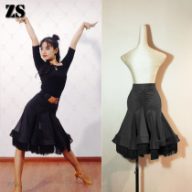 Latin dance dress Adult dance dress Female stream Su Da pendulum skirt Art examination class dress practice performance fishbone skirt L163