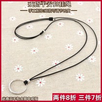 Black leather rope necklace rope hanging rope female small ring safe buckle jade pendant lanyard neck