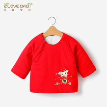 Newborn baby half back clothes autumn and winter 0-3 months baby warm lace thick coat and monk clothes out