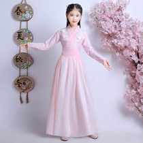 Childrens Hanfu Chinese style girl spring and summer dress Super fairy elegant costume fairy gauze little girl guzheng suit