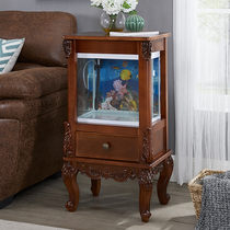 American-style side table European-style corner table with fish tank telephone table side cabinet creative side table solid wood high sofa side table can raise fish